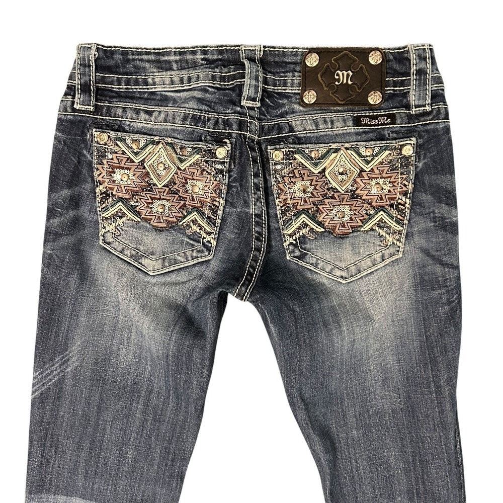 Miss Me Jeans Womens 27 Signature Bootcut Embellished Aztec Pockets Rodeo 29x33
